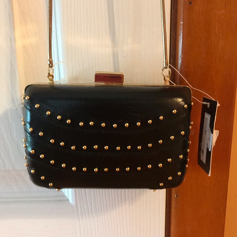 franchi black and gold side bag - brand new!